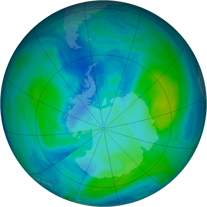 Antarctic ozone map for 01 March 1993